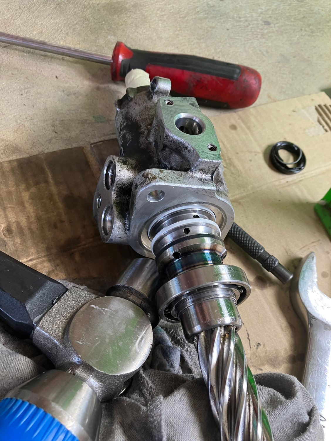 Halfway through reinstalling spool into control valve housing