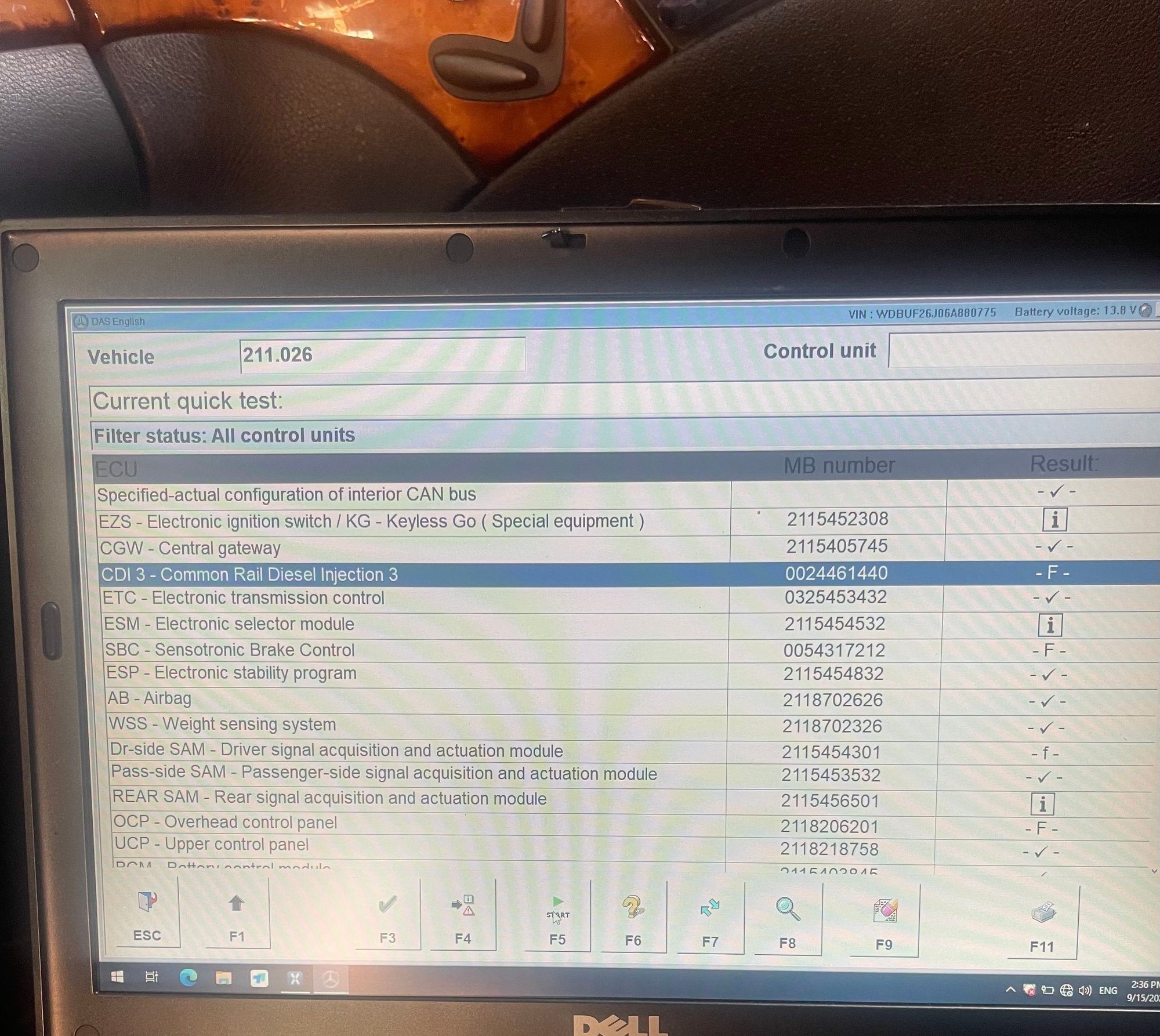 Xentry Quick Test Results