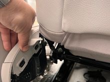 Here’s me sliding the whole trim piece and airbag assembly off of the side of the seat. 