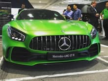 What an unbelievable sight! The first ever Mercedes-AMG GT-R has landed at Euro Motors Bethesda in Maryland.  It features the same 4.0-litre twin-turbo V8 engine (M178) used in the GT and GT S, but with power increased to 585 PS (430 kW; 577 bhp) and torque increased to 700 N·m (520 lb·ft). The GT R accelerates from 0 to 100 km/h (62 mph) in 3.6 seconds and has a top speed of 320 km/h (200 mph).