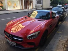 Red Mercedes-Benz AMG GT from Kuwait spotted in London.