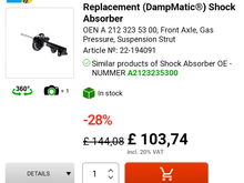 S-Prihadi your information is so amazing! Big thanks!

So is this shock absorber you are talking about? It is actually a comfort (485) one according to mercedes product code!

So this will fit my car?