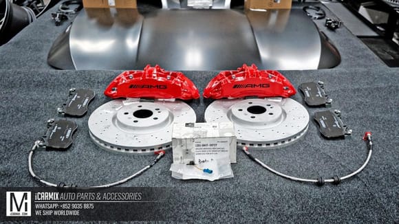 AMG Performance 6 pot brake calipers matched with a 360mm enlarged ventilated disc