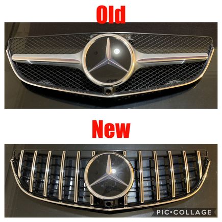 Old vs new. You need to detach the silver Centre section on the old grill (with emblem attached) to get access to the rear to take the emblem off.