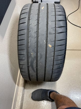 Rear 305/25/19 tire at 8k miles wearing evenly after I was able to adjust camber to -1.0 degrees from -4.0 with adjustable links from @thecamberking.  I used to have to flip tires at 4K miles to even out wear.  No more. 