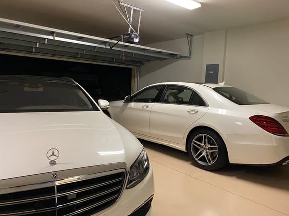 My 2019 E 450 Wagon and my 2018 S class 560.  Both Diamond white
