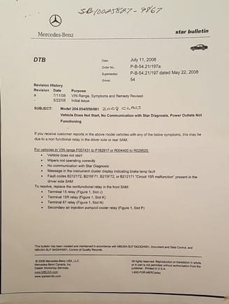 TSB related to Vehicle No Crank- No Start Issue Including List of Symptoms and Diagnosis Process - Page 1