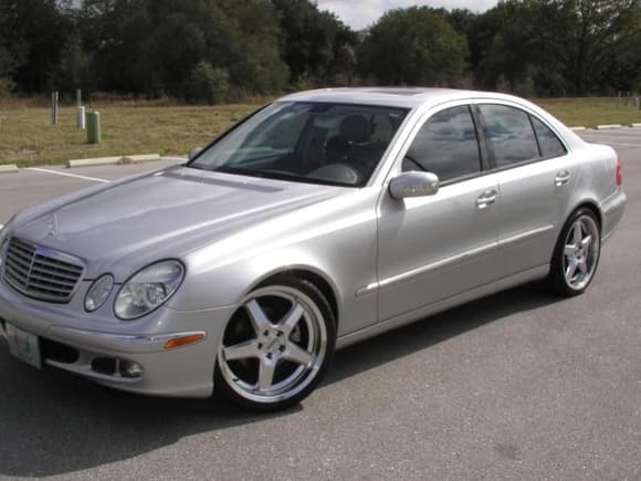 2005 E320 sitting on 19 Inch Staggered Moda's with Eibach Springs.