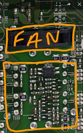 Fan pokes through PCB