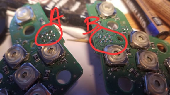 -A: soldered pins  -B: marginal connections