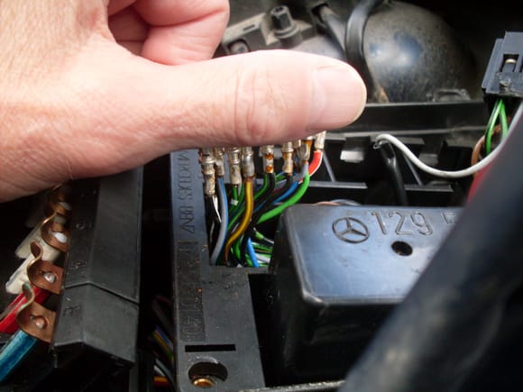 A picture of the loose wires on the wiper, combination, N10/2 relay before i put the wires back in to the connector