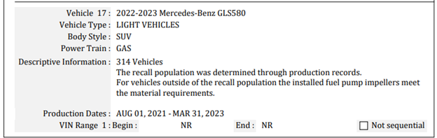 Recall on Fuel Pump for MY22-MY23 GLS -  Forums