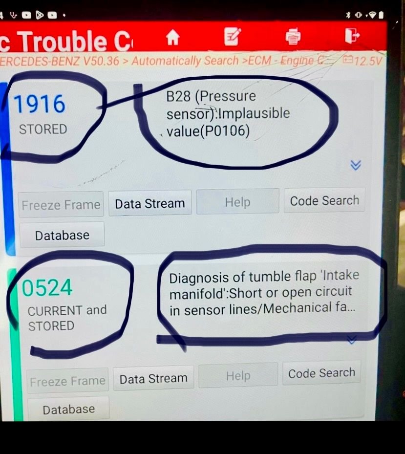 this code i got after installing my new upgraded manifold intake for 2007 Mercedes S550 W221 