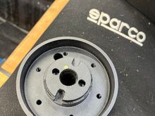 Here you can see the two notches on the back of this steering hub adapter doohickey.