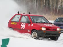 ice racing on rubber tires