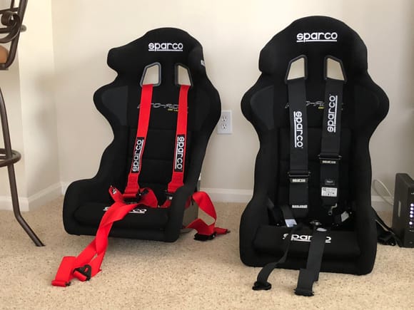 These showed up today.  Sparco ADV TS x 2.  Working on getting them installed while I wait to get the DP and exhaust fabricated...appt is January 8.  Really love them.  Only problem is I’m a small guy and not sure any of my friends are gonna fit in them.