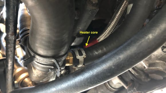 Heater core hose routing