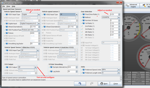 VSS Input/Output settings.