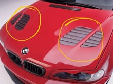 What I’m planning will be similar to the hood vents circled in yellow on this DTM style M3 hood. 
