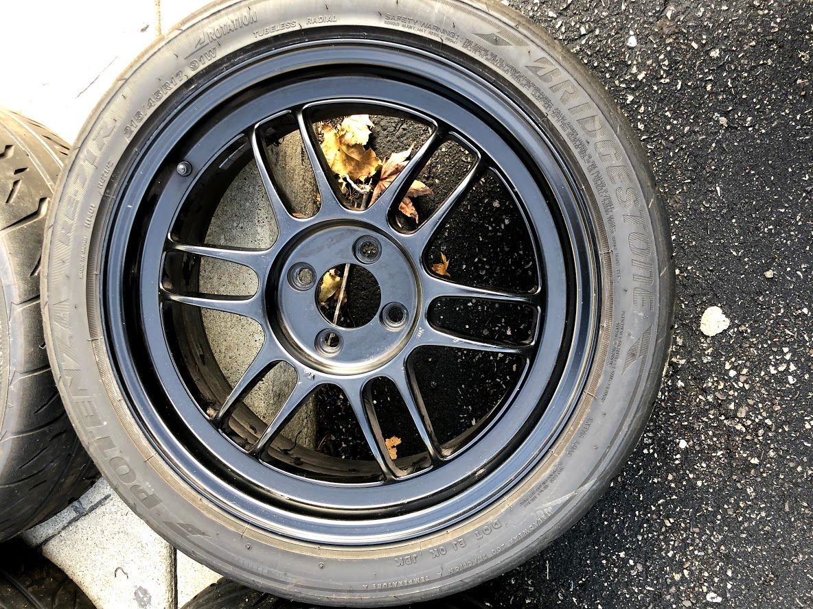 FS Black Enkei RPF1 17x7 4x100 ET43 with Bridgestone RE71R 21545/17