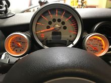 Gauges w/ Amber LED lighting, close-up