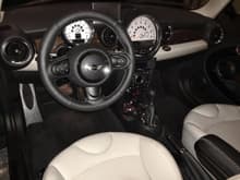 Redline Goods steering wheel and English Oak dash panels installed
