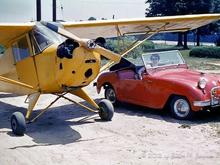 Mom in Crosley with Aeronca