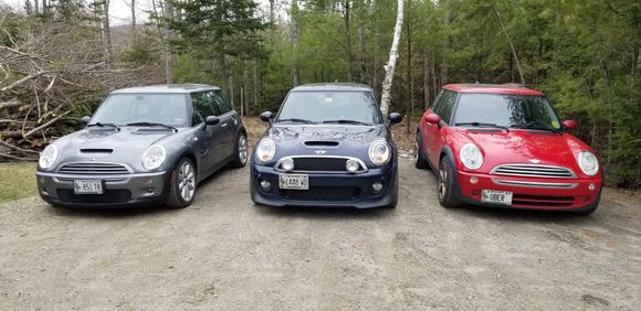 The stable 2020: R53 my project car, R56 wife's car, R50 daughter's car (over 215k miles and going strong!). Not pictured: 2015 A6 + 1975 914-2.0