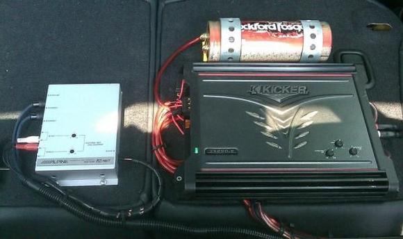 In-Car Entertainment Image 
Kicker Amp and Rockford Fosgate Capacitor