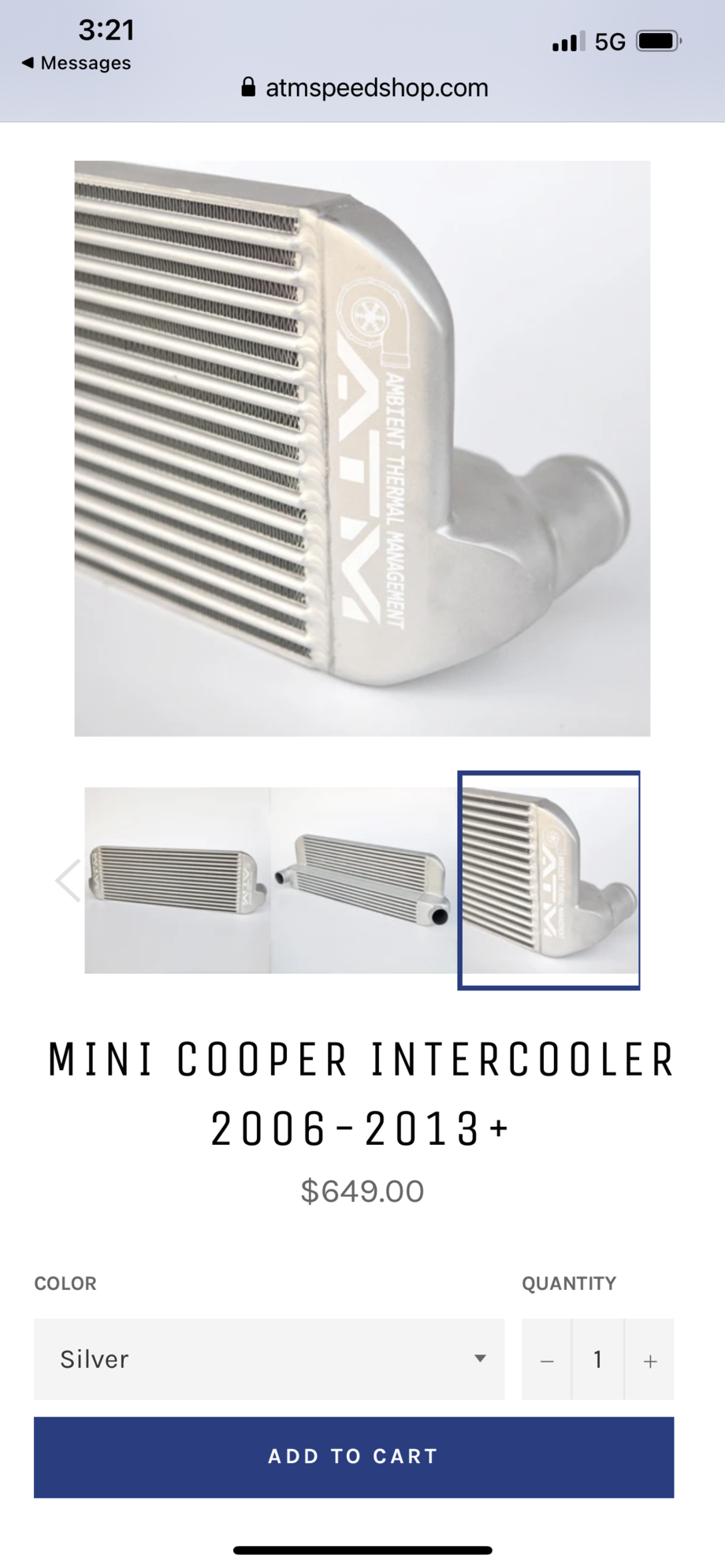 Engine - Power Adders - ATM Intercooler R55 through R59 - Used - 2006 to 2015 Mini All Models - Willow Springs, IL 60480, United States
