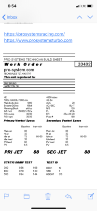 Build sheet for carb
