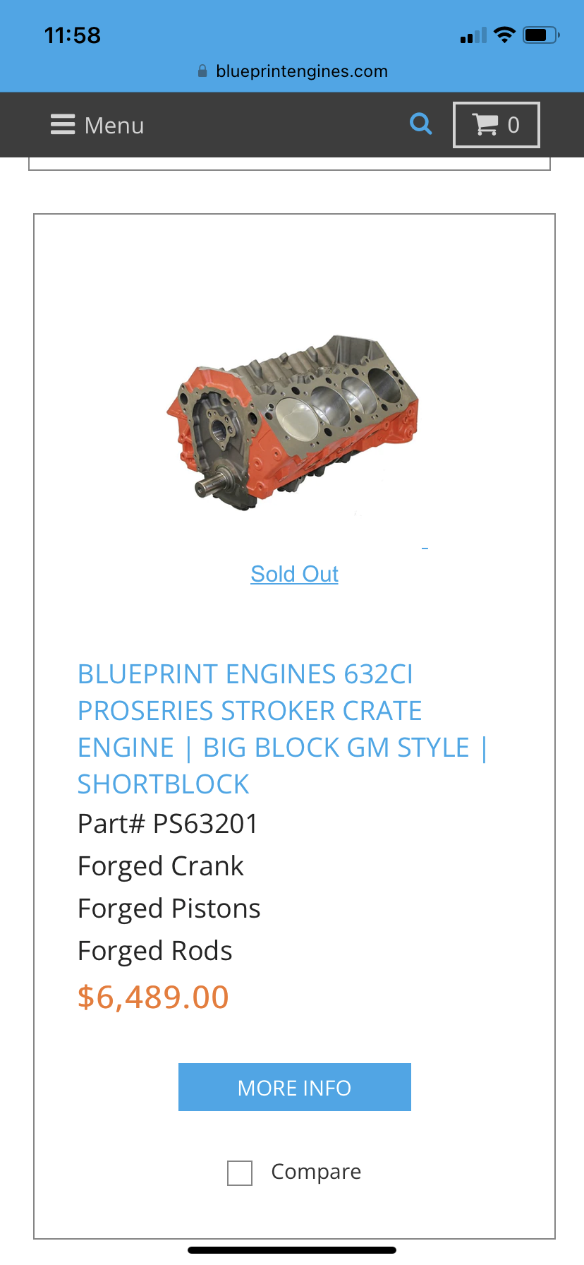 Blueprint engines 632 short block