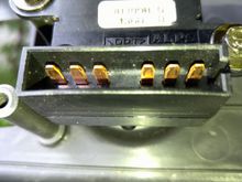 After I noticed that these connector pins for the lumbar connection showed less corrosion, I realized the connector pins for the horizontal movement of the switch and circuit board needed cleaning