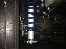 They fit and actually have more room than I thought they would. I had to make some aluminum bushing/spacers for the top bolt on the back of the bracket. But other than that all bolt in. Ridetech stuff is top quality. Now I just need to save some cash for the front.