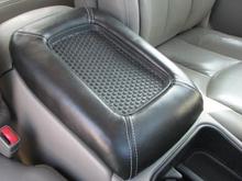 leather covered center console lid
