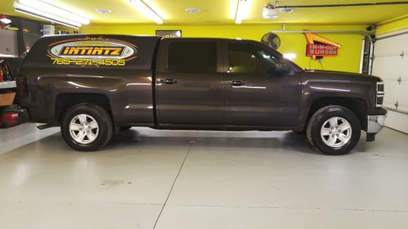 Shop truck 2015 crewcab long bed 2wd upcoming suspension drop, 22"/24" staggered offset wheels and brushed metal wrap