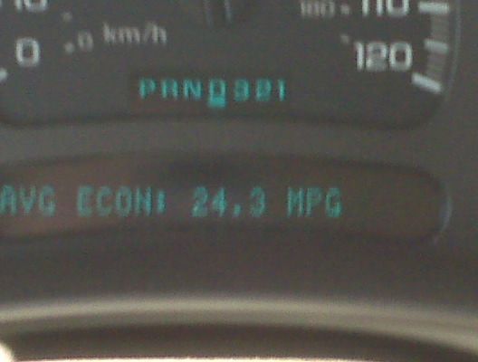 This is amazing, I still can't quite believe it. Got this running 70 MPH from Houston to Ft. Worth, no A/C. Still not too shabby! 93 Octane and CAI.