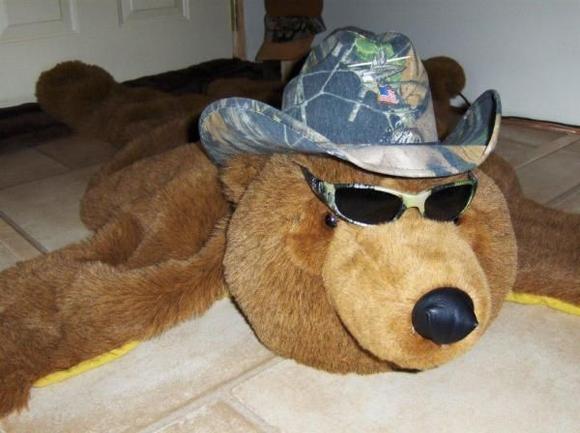 fake bear skin rug soon to be replaced with a REAL one. I named him Fred