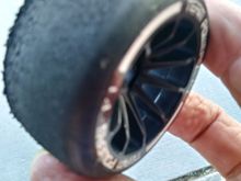 This is a team powers tire medium it only has 4 packs run time on it 10 minutes each run .in Florida hot track.what would cause this with so little run time ?