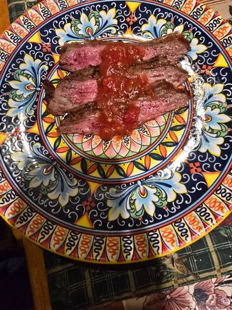 Late night snack, skirt steak. 