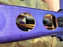 Bottom view showing where the battery is. Front triangle support for battery already removed