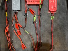 Controller wiring on tray above fuel cell. Still need to plug in wings to see which nav light wires go into which JST “Y” connectors. They are all 3V