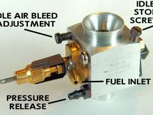 Interesting carb, it has a pressure release that reduces tank pressure during a sudden throttle reduction from full to idle so there will not be excess tank pressure to cause a rich idle mixture when first reduced. I ordered two for my Webra .91's. I'll wring em out and see. They are metered carbs with and air bleed trim. MECOA has them.