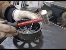 The process of positioning the wheel reinforcement components