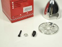 All aluminum back plate and crank shaft adapter comes with these new spinners that run tru.