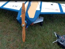 Not much prop clearance, trimming the strip while landing.