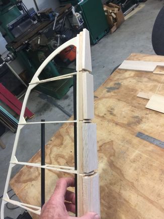 The rudder ready for sanding.  I used whatever balsa I had kicking around to build this up!  Just know this: the first sticks go fully between the ribs.  the rest have to allow for the hinges.