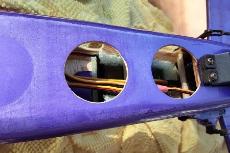 Bottom view showing where the battery is. Front triangle support for battery already removed