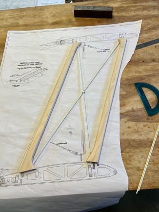 bracing rods will be glued up over this plan
