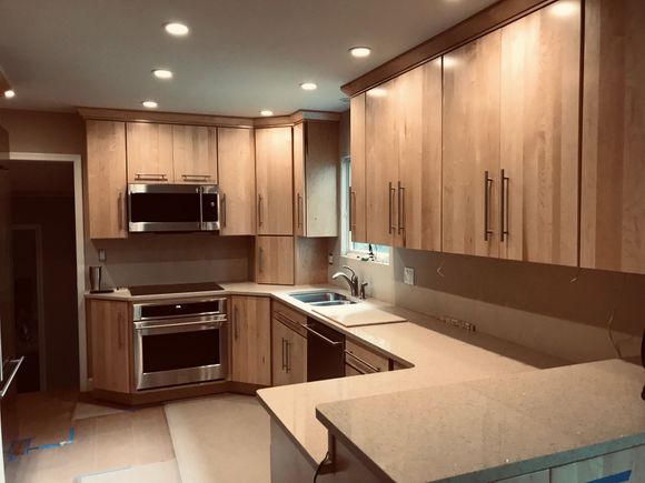 We did the kitchen too, but that was store bought cabinets and contractor installed.